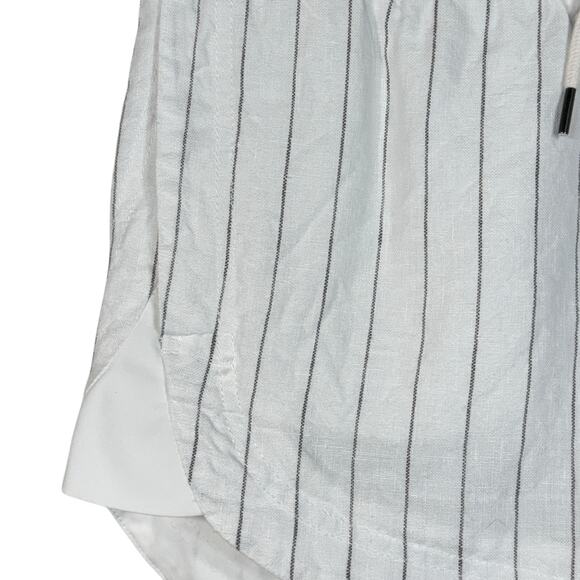 Athleta Beachside Bali SZ 6 Linen Shorts Striped Pull-On Tie Drawstring Hi-Rise - Picture 3 of 7